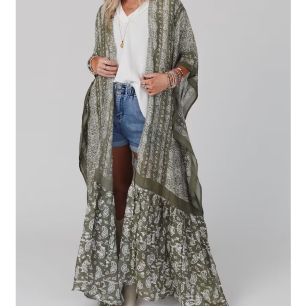 Bohemian Green Paisley Kimono